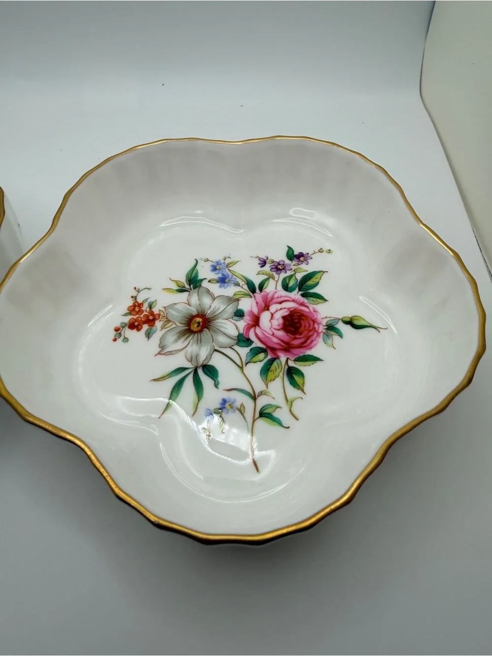 Royal Worcester Whitley Garden Fine Bone China Candy Dishes White Pink Floral